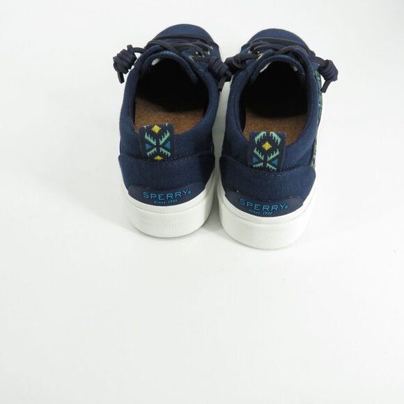 Sperry Womens Navy Canvas Sneakers Patterned Details White Soles Size 6.5 NEW - Picture 5 of 7